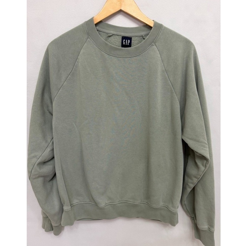 Gap Sage Green Crewneck Fleece Sweatshirt Relaxed Fit Medium